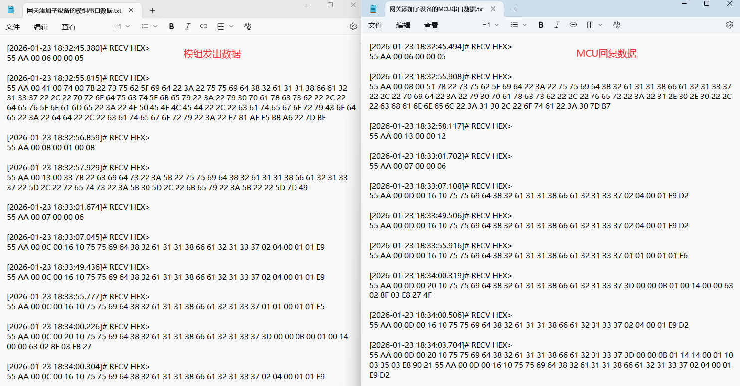 模组和MCU串口数据