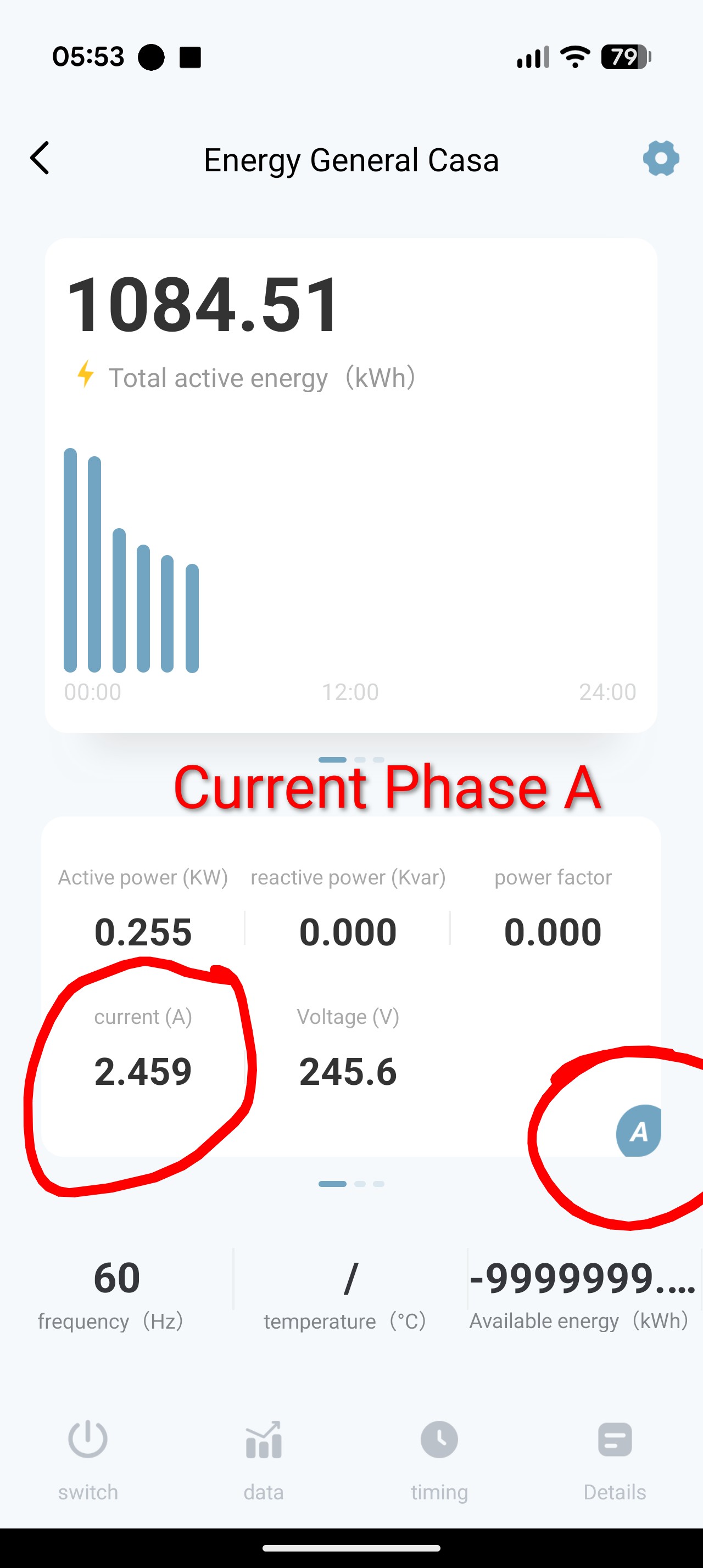 SmartLife App - Amp. Current Phase A correct value